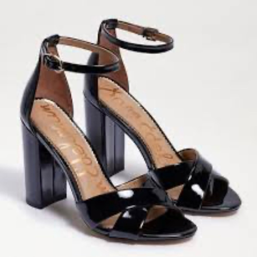 Sam Edelman NWT Yancy Yaro Black Patent Leather Block-Heel Shoes Career Size 8